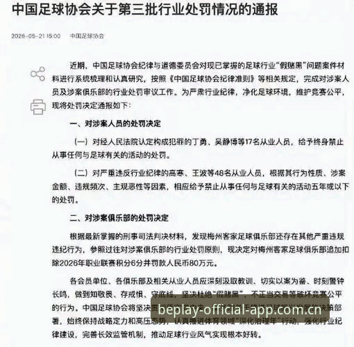 必博体育数据更新 3大看点解析中国足协第三批禁足名单,必博体育数据更新揭示行业乱象